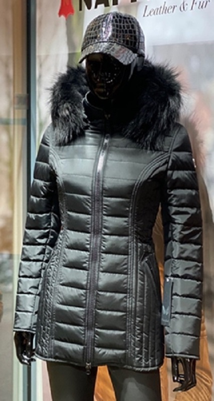 lineair Maak een bed Skiën Winterjas dames halflange zwart 009 New long - Nappato Leather