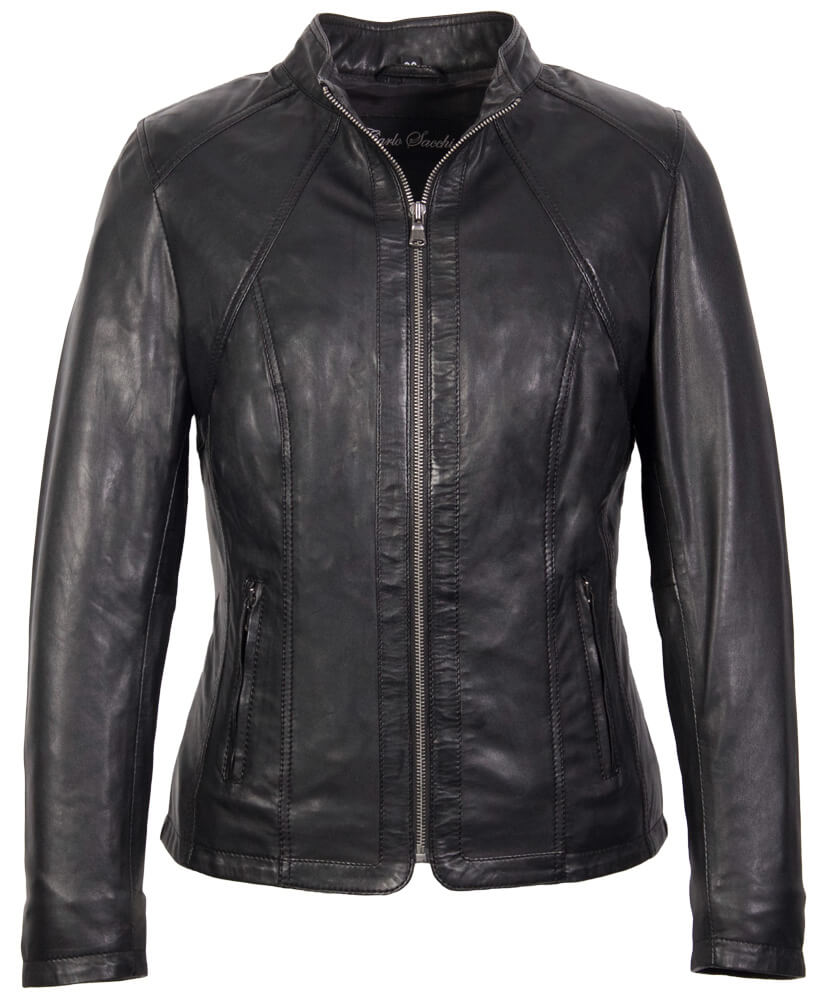 Grote maat leren jas dames zwart 998 - Leather
