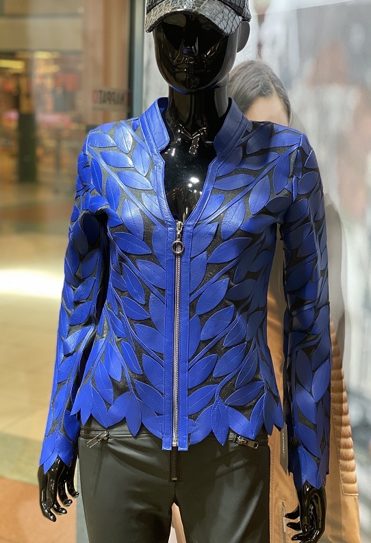 filter Aanpassing Goed opgeleid Leren dames jasje Bladeren v blauw - Nappato Leather