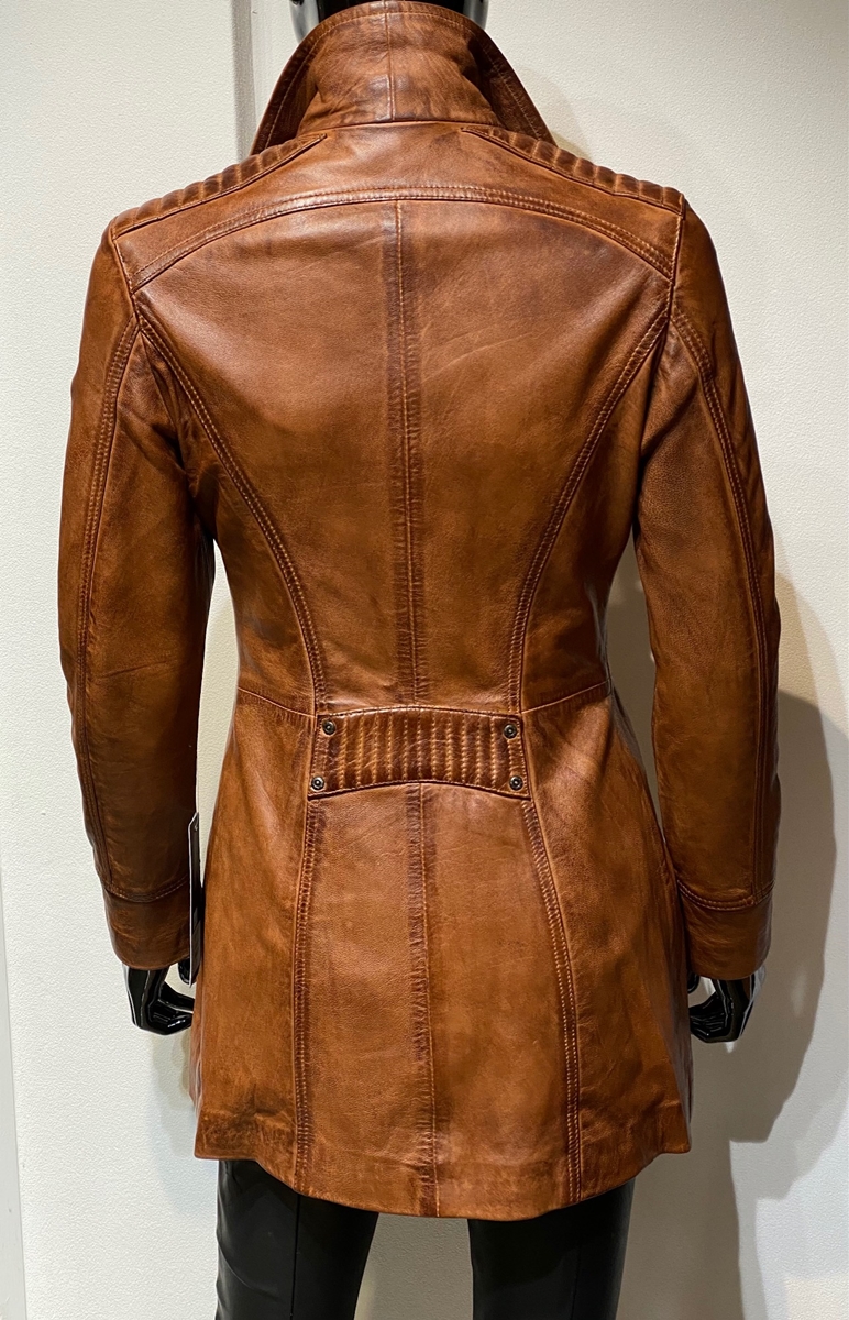 Aardbei Matig Internationale Leren jas dames halflange bruin Sofia - Nappato Leather