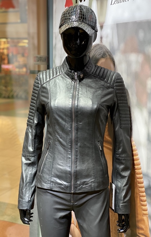 hoofdkussen Faial schuur Leren jas Lady biker zwart - Nappato Leather